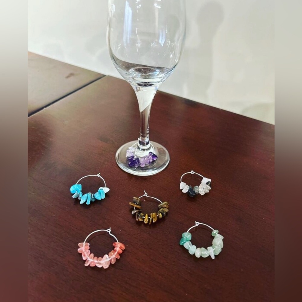 Natural Crystal Stone Wine Charms / Wine tags